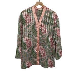 Vintage Victorias Secret Gold Label Paisley Floral Button Front Sleep Shirt M